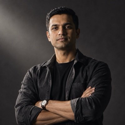 ChatGPT result: a man with folded arms in a black tee and charcoal overshirt against a dark backdrop