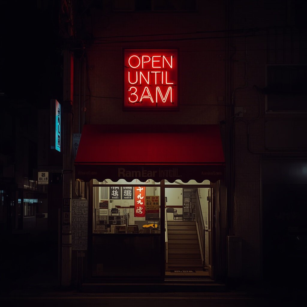 Leonardo rendering of the neon OPEN UNTIL 3AM sign prompt