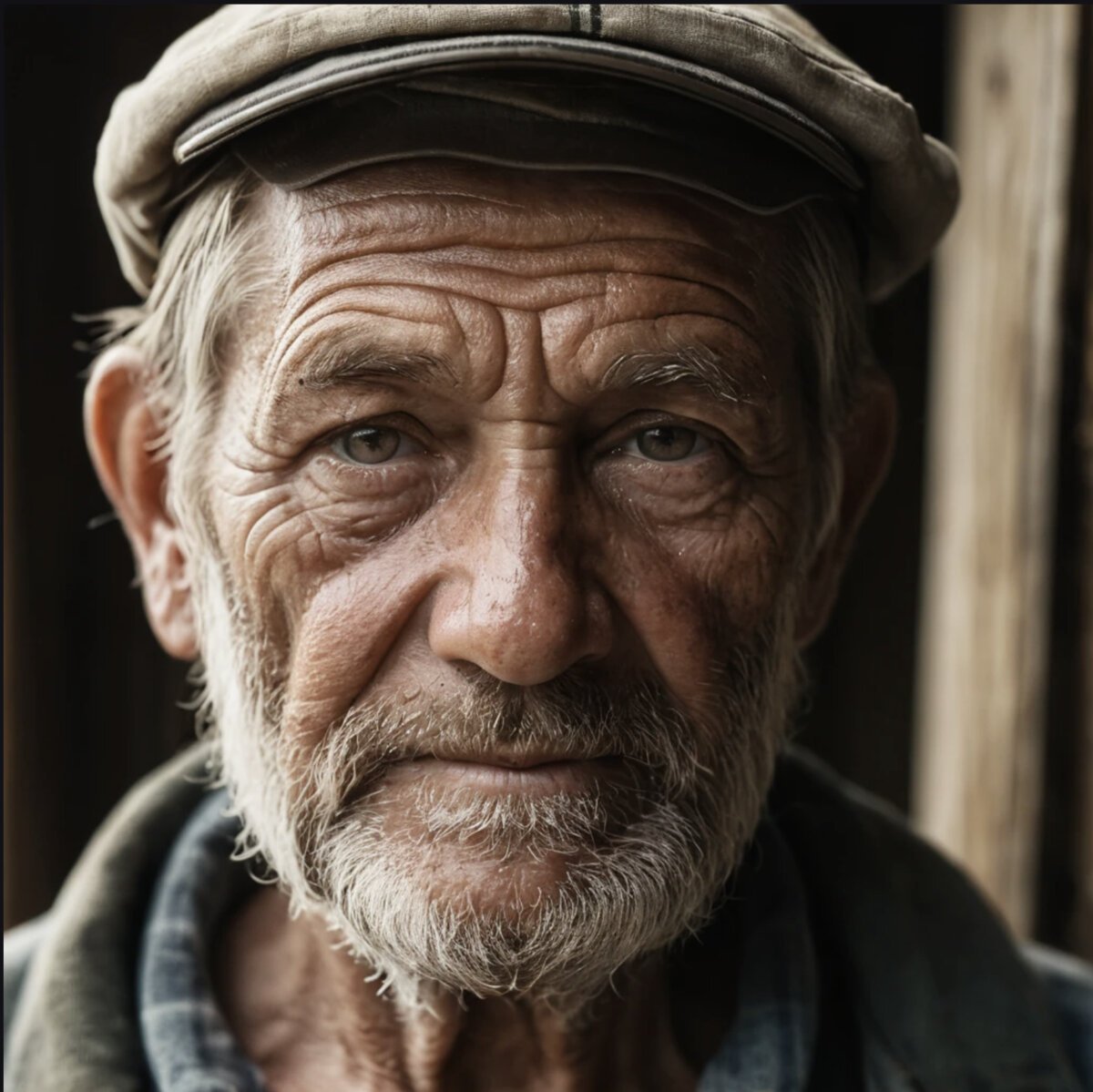 Piclumen output: a close-up portrait of a weathered 60-year-old fisherman