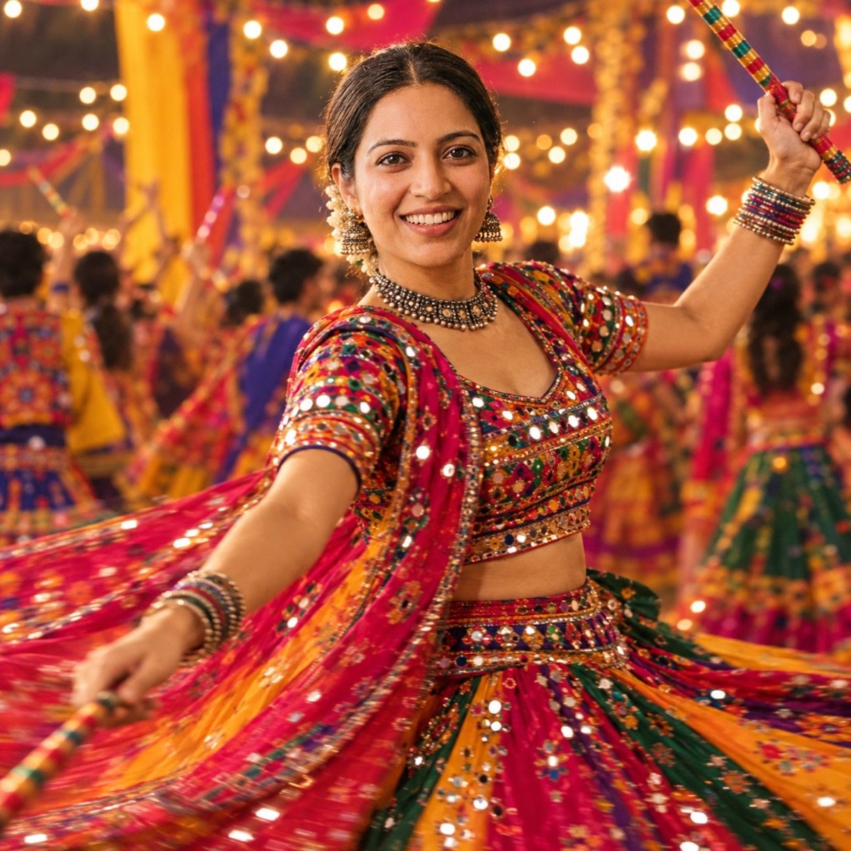 ChatGPT result for prompt 14: a woman dancing garba
